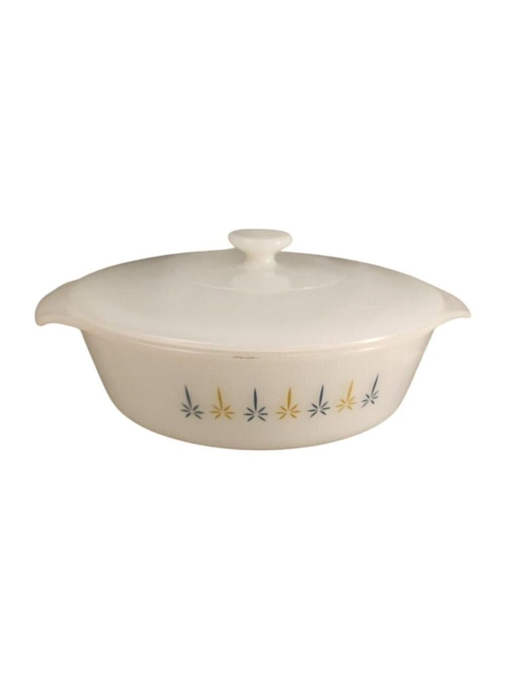 Fire King Anchor Hocking White Casserole Dish With Lid 1.5 Quart Capacity Oven-S